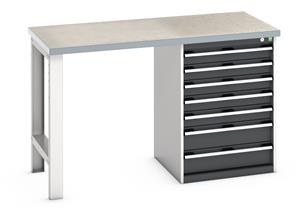 Bott Cubio Pedestal Bench with Lino Top & 7 Drawers - 1500mm Wide  x 750mm Deep x 940mm High. Workbench consists of the following components... 940mm High Benches